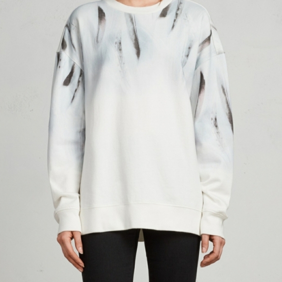 ALLSAINTS Plume Joy Feather Crewneck Pullover Sweatshirt - Picture 1 of 7
